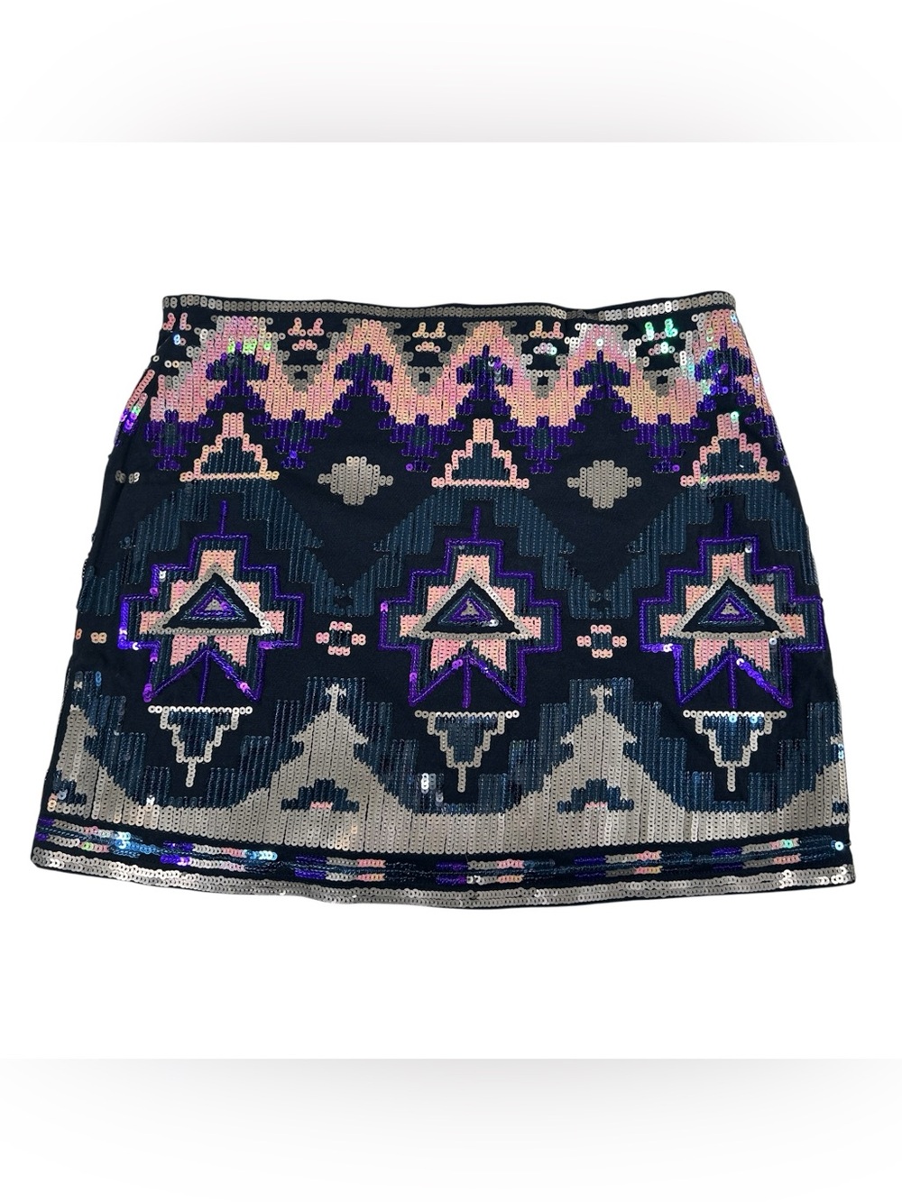 Express sequined Aztec mini skirt XS Festival Y2K Glam Holiday